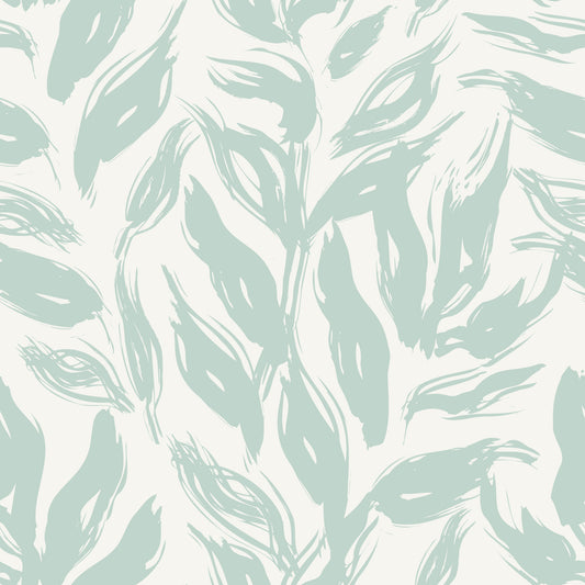 Sage Brushstroke Foliage Motif Wallpaper⁠