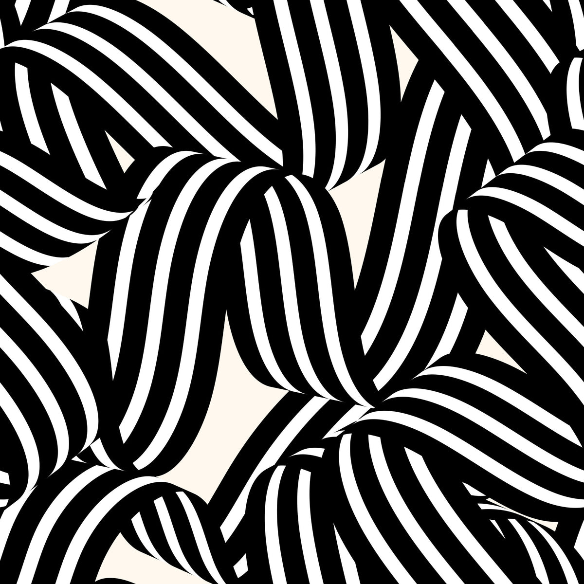 Monochrome Ribbon Flow Wallpaper⁠ in your room — zoomed