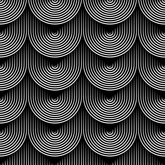 Monochrome Geometric Arc Pattern Wallpaper⁠