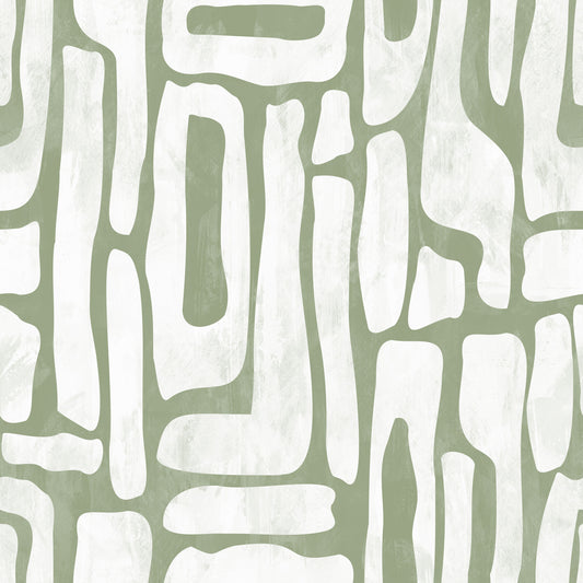 Sage Green Organic Abstract Shapes Wallpaper⁠
