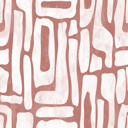 Abstract Terracotta Organic Shapes Wallpaper⁠