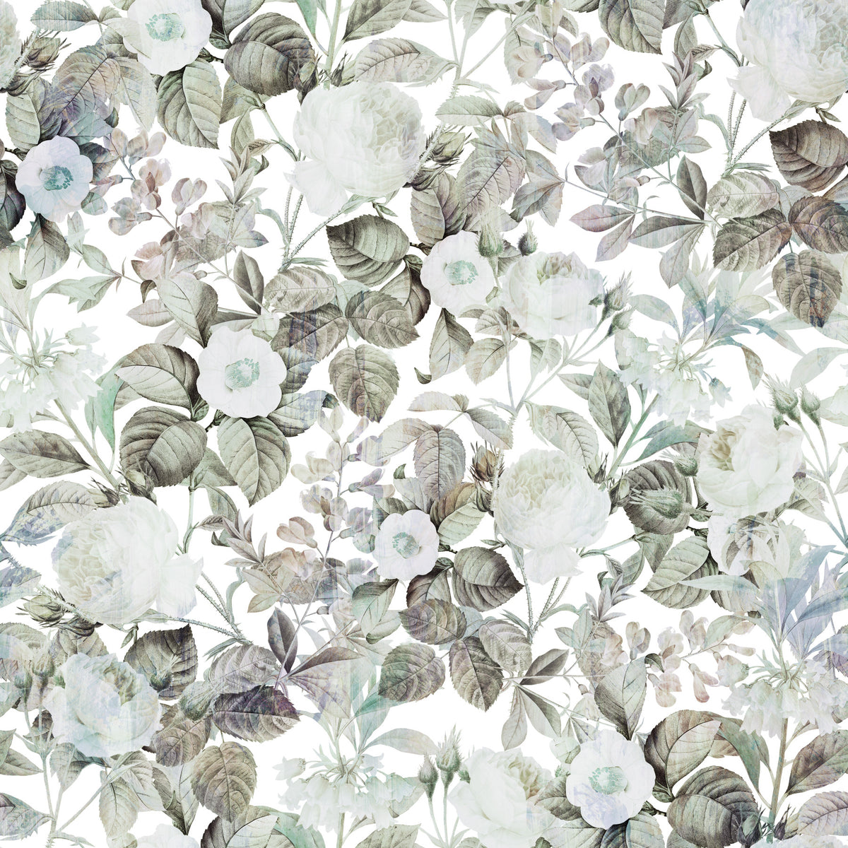 Vintage Botanical Rose Garden Wallpaper⁠