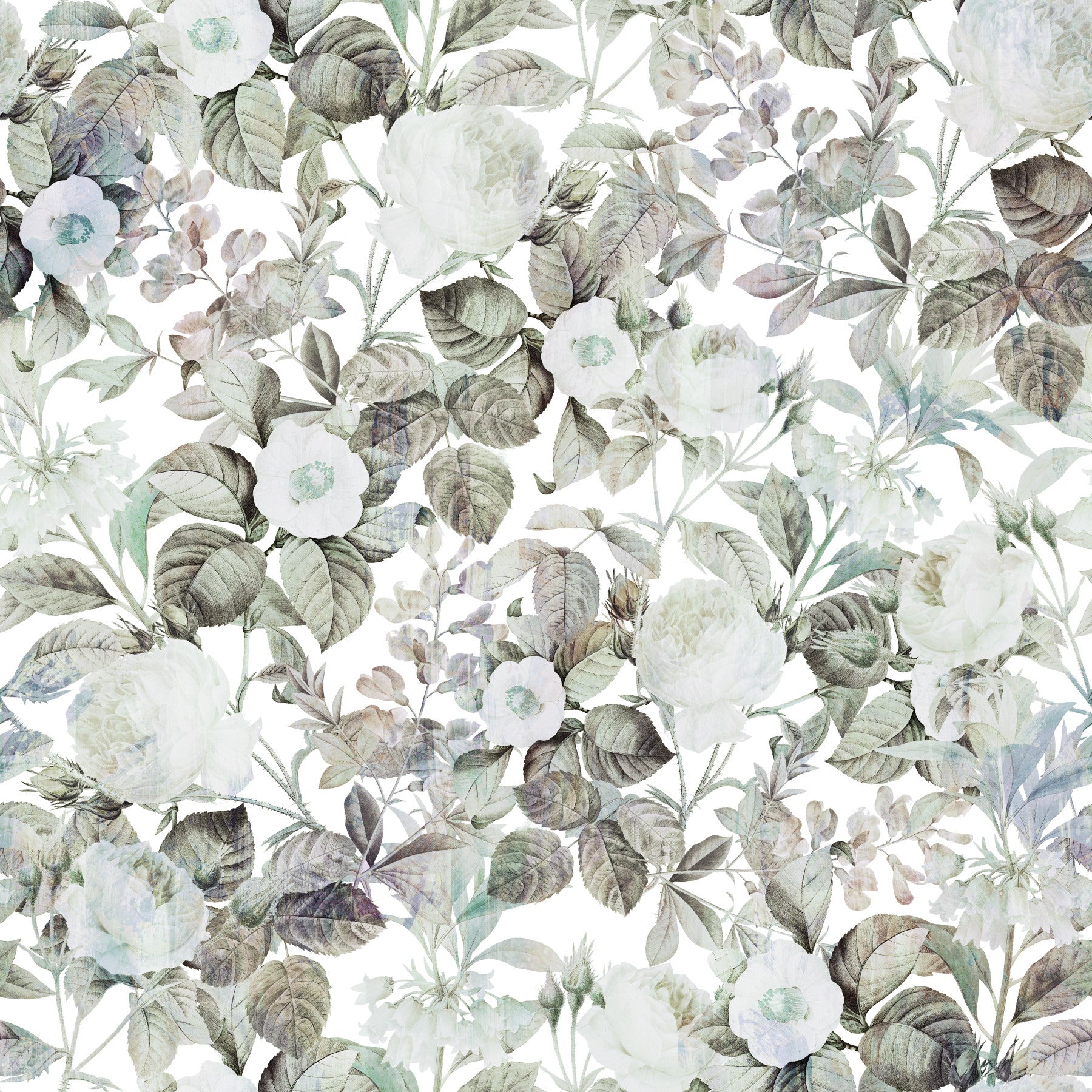 Vintage Botanical Rose Garden Wallpaper⁠