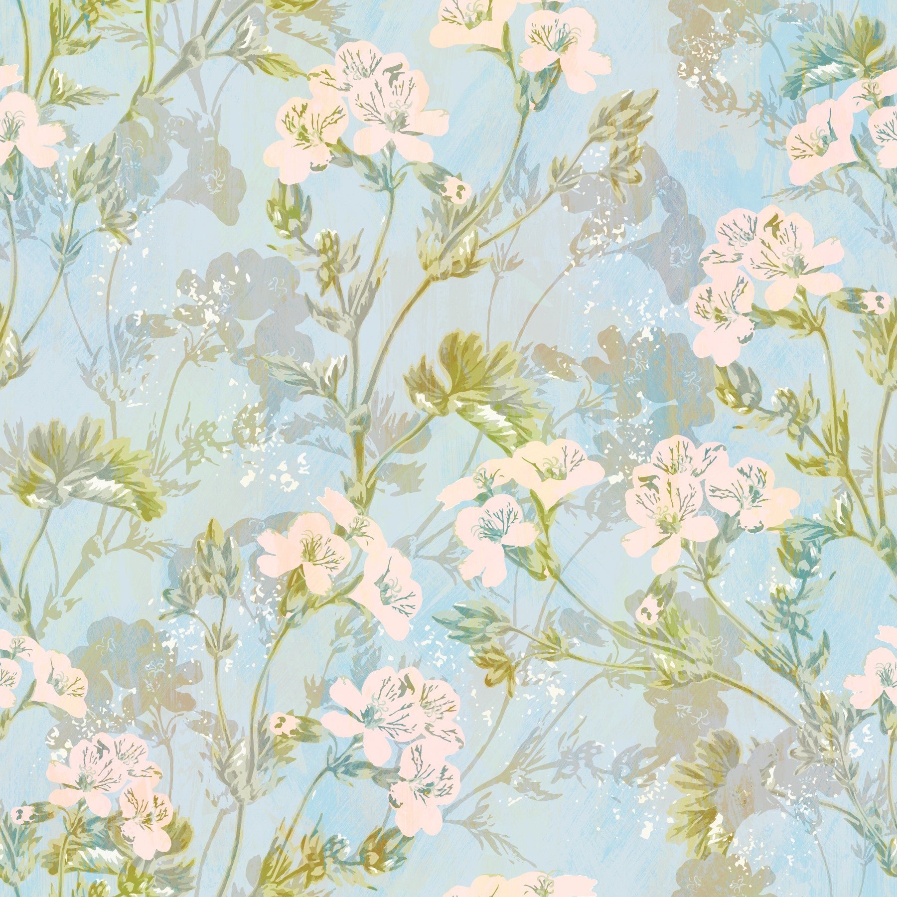 Soft Watercolor Meadow Flora Wallpaper⁠