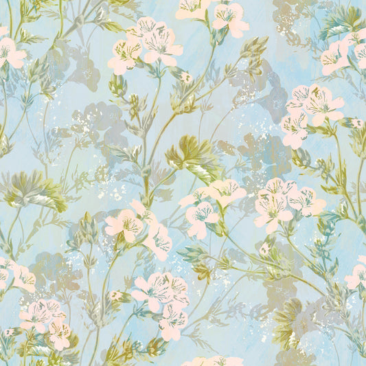 Soft Watercolor Meadow Flora Wallpaper⁠