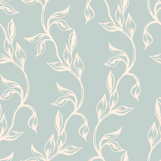 Sage Green and Cream Botanical Vine Wallpaper⁠