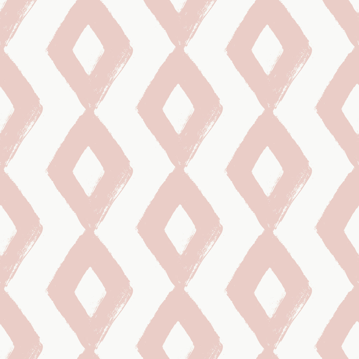 Soft Blush Hand-Painted Diamond Geometric Wallpaper⁠