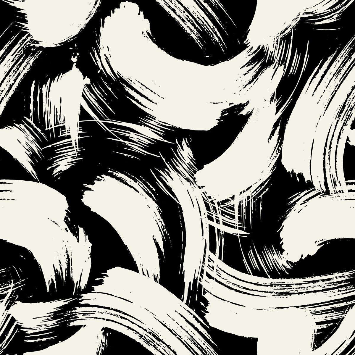 Monochrome Swirl Brushstrokes Wallpaper⁠