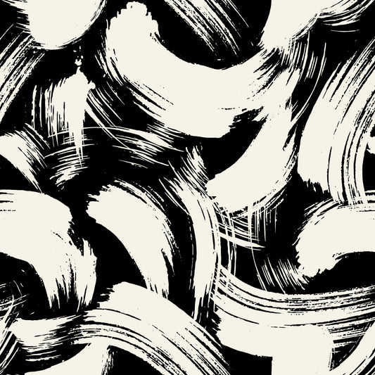 Monochrome Swirl Brushstrokes Wallpaper⁠