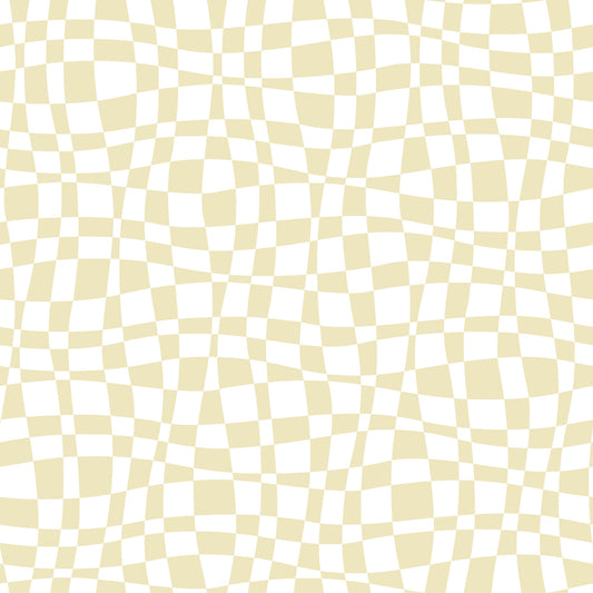 Cream and White Wavy Check Wallpaper⁠