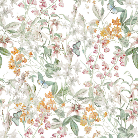 Botanical Butterfly Garden Meadow Wallpaper⁠