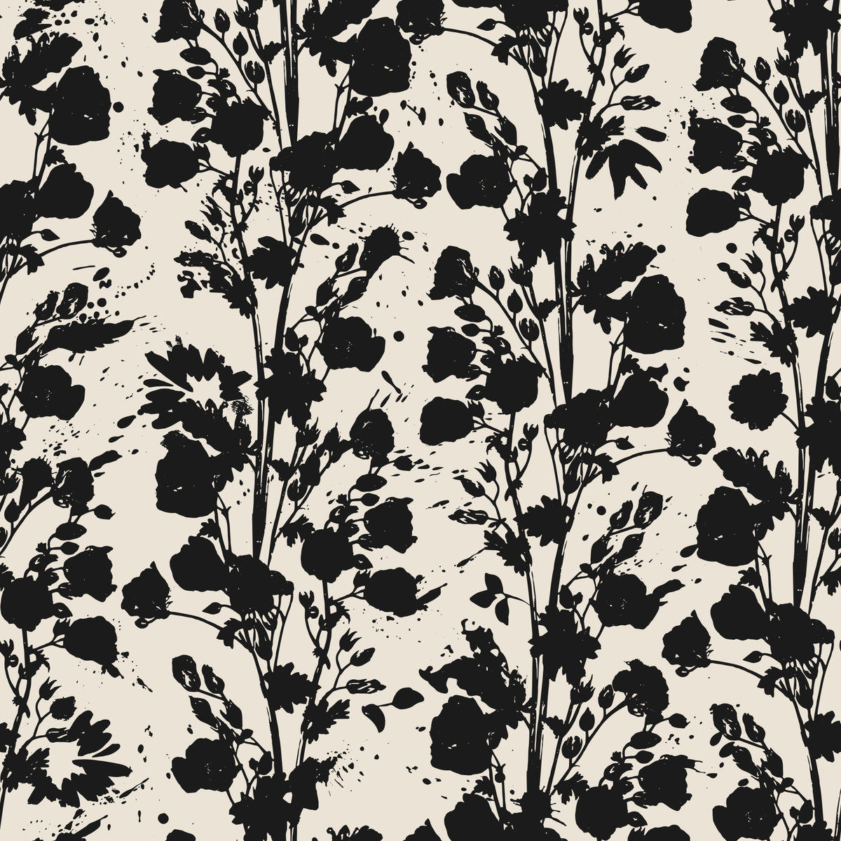Ink Blossom Silhouette Wallpaper⁠