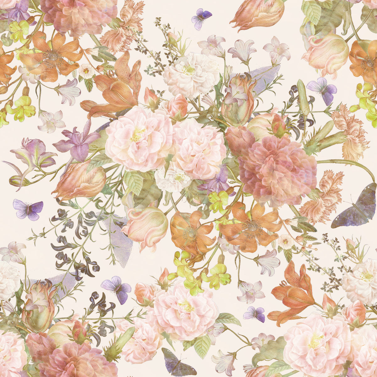 Muted Meadow Botanical Illustration Wallpaper⁠