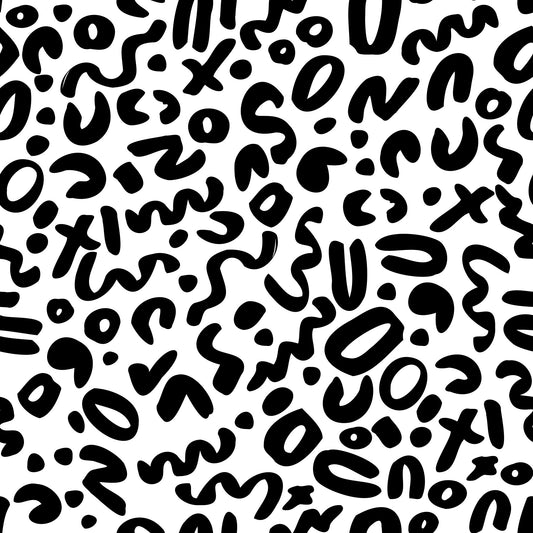 Monochrome Doodle Abstract Shapes Wallpaper⁠