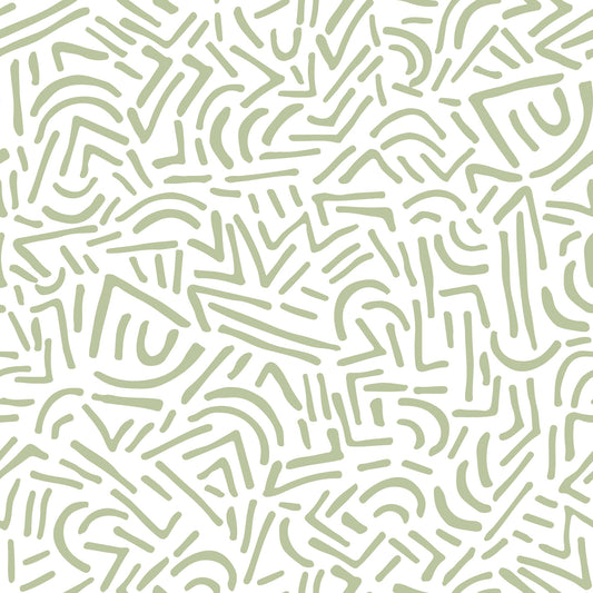 Sage Organic Rhythmic Sketch Wallpaper⁠