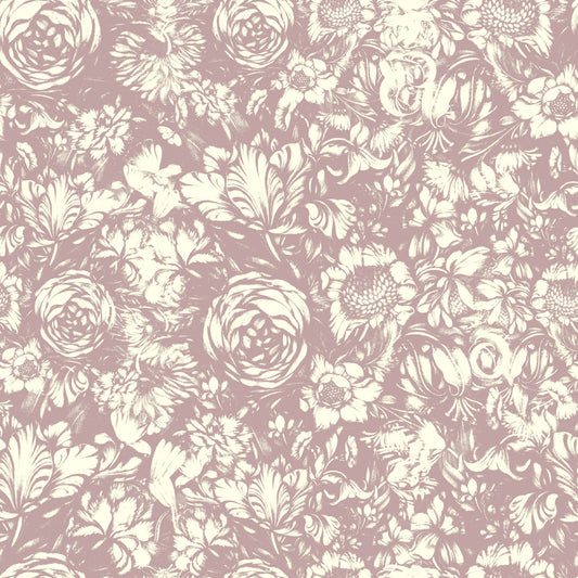 Muted Mauve Botanical Illustration Wallpaper⁠