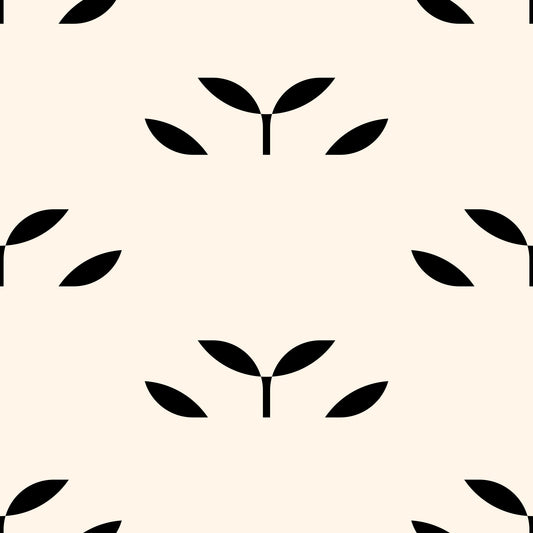 Minimalist Black Leaf Motif Wallpaper⁠