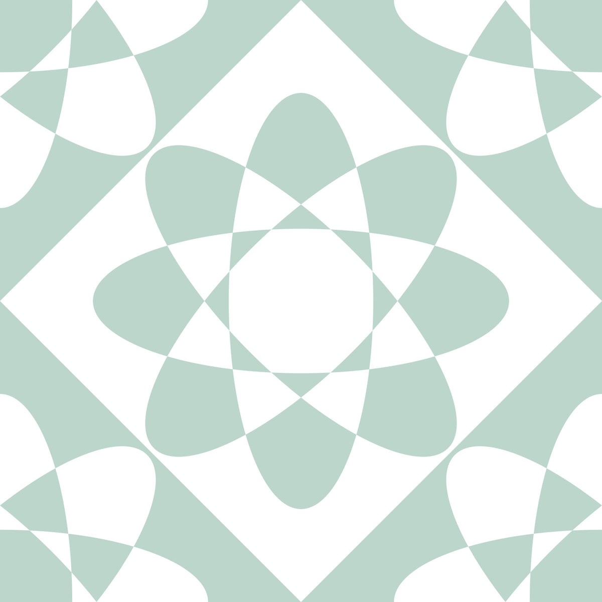 Sage Geometric Petal Grid Wallpaper⁠