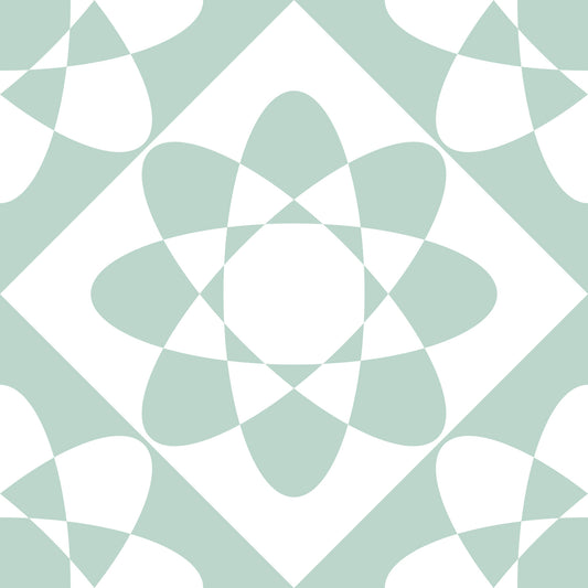 Sage Geometric Petal Grid Wallpaper⁠