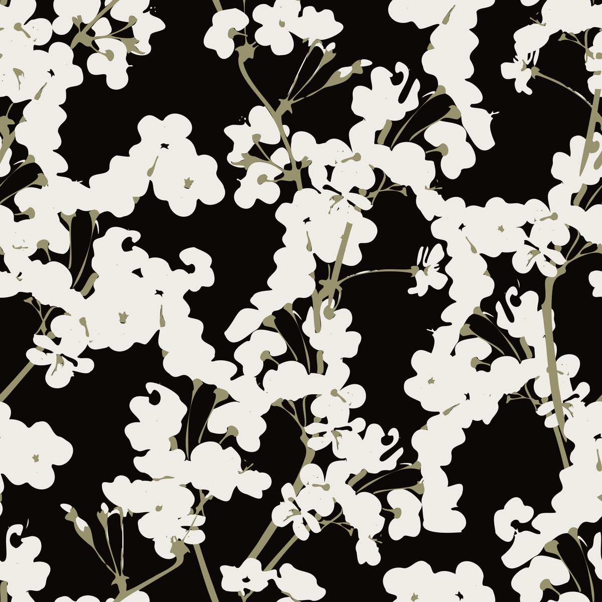 Abstract Cream Branch Pattern Wallpaper⁠