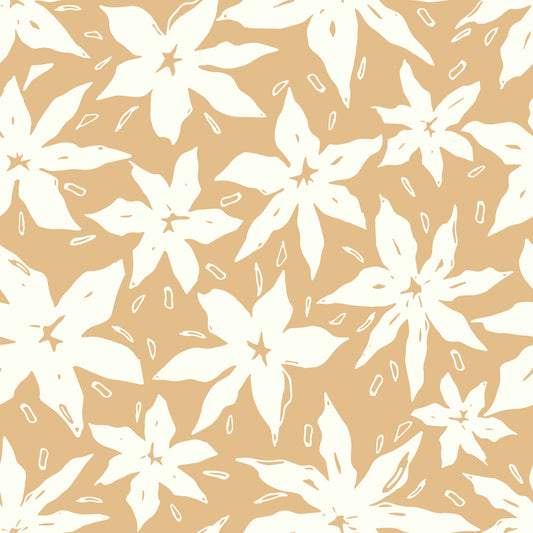 Cream Floral Bloom Motif Wallpaper⁠