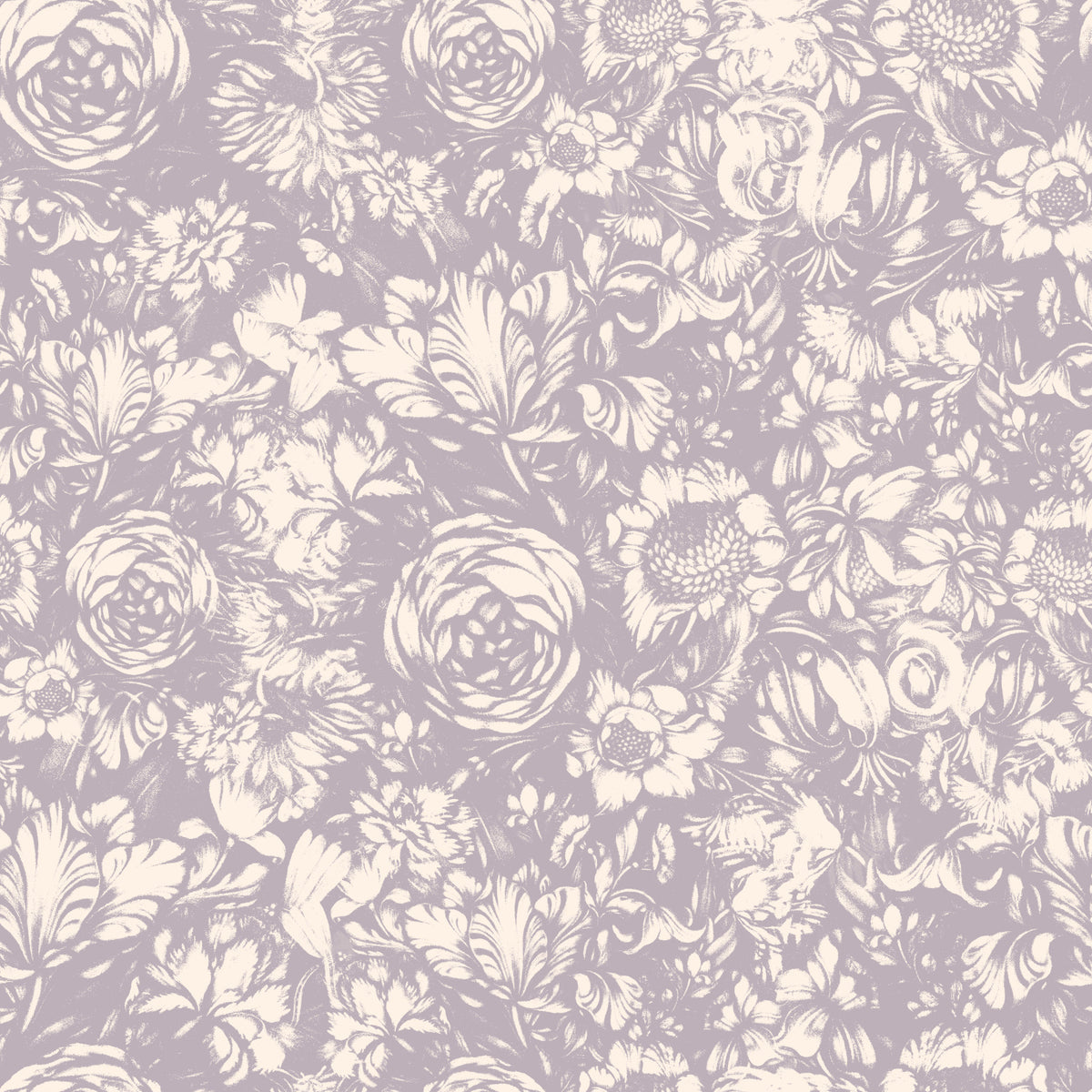Monochrome Floral Engraving Wallpaper⁠