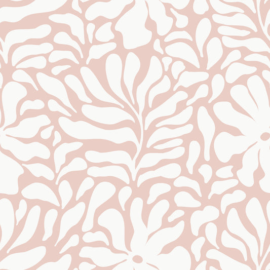 Soft Blush Organic Foliage Wallpaper⁠