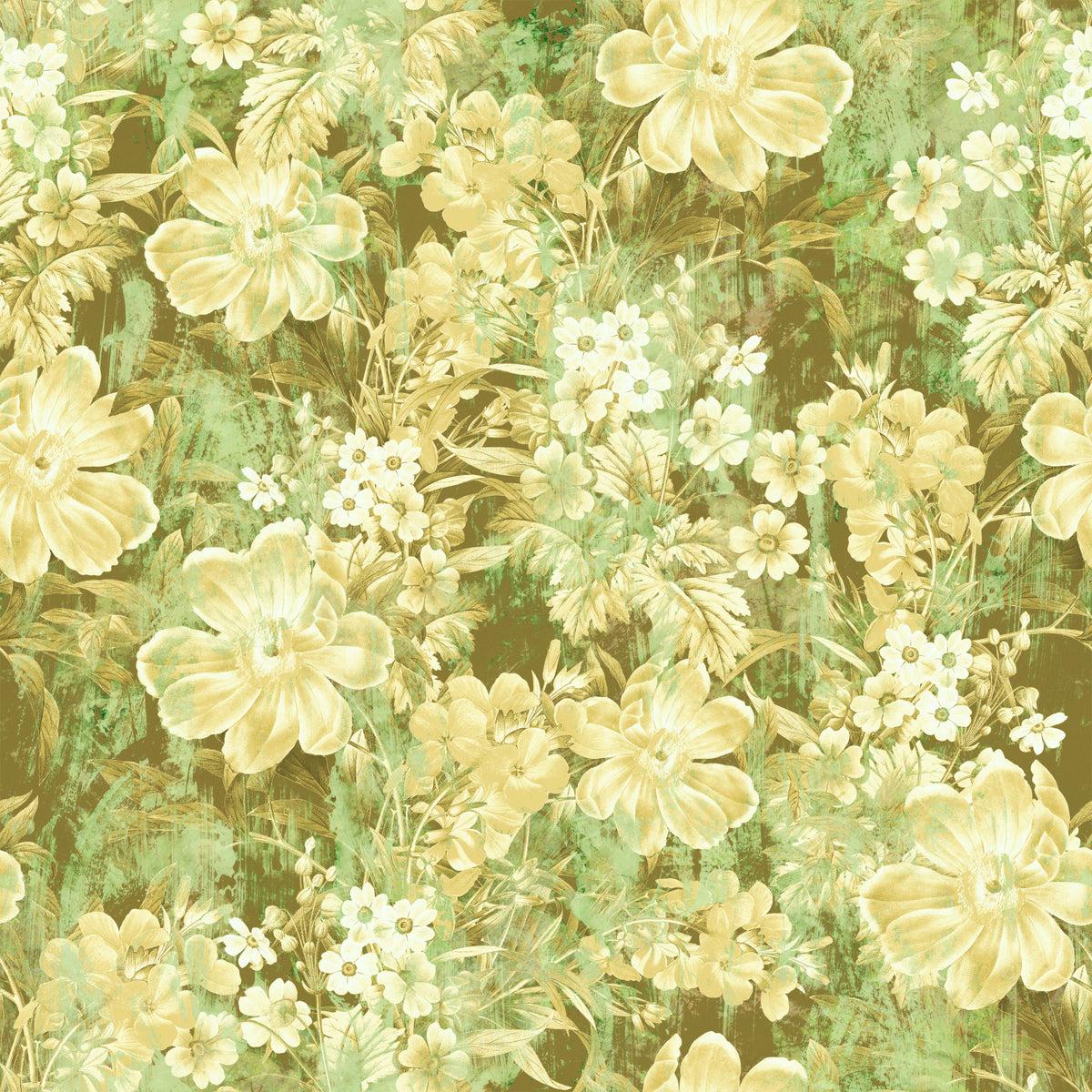 Verdant Floral Texture Motif Wallpaper⁠ in your room — zoomed