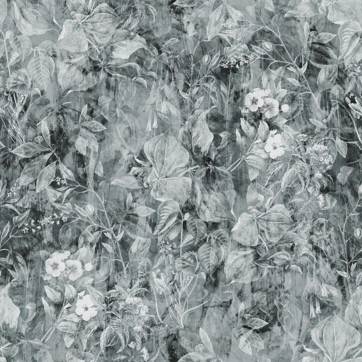 Monochrome Botanical Shadow Wallpaper⁠ in your room — zoomed