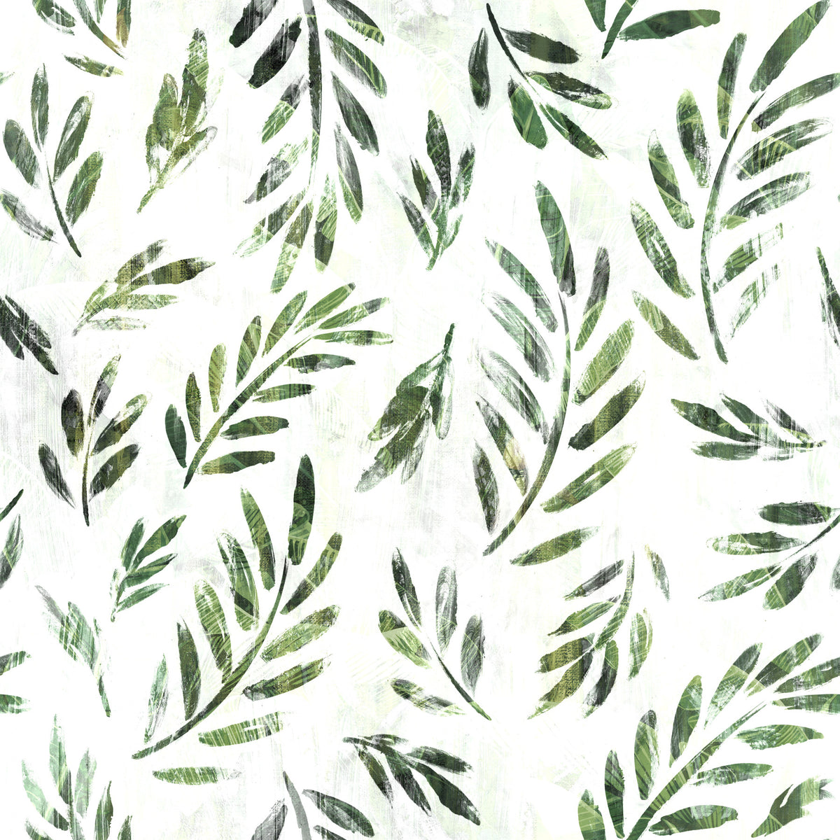 Rustic Botanical Green Leaves Wallpaper⁠ in your room — zoomed