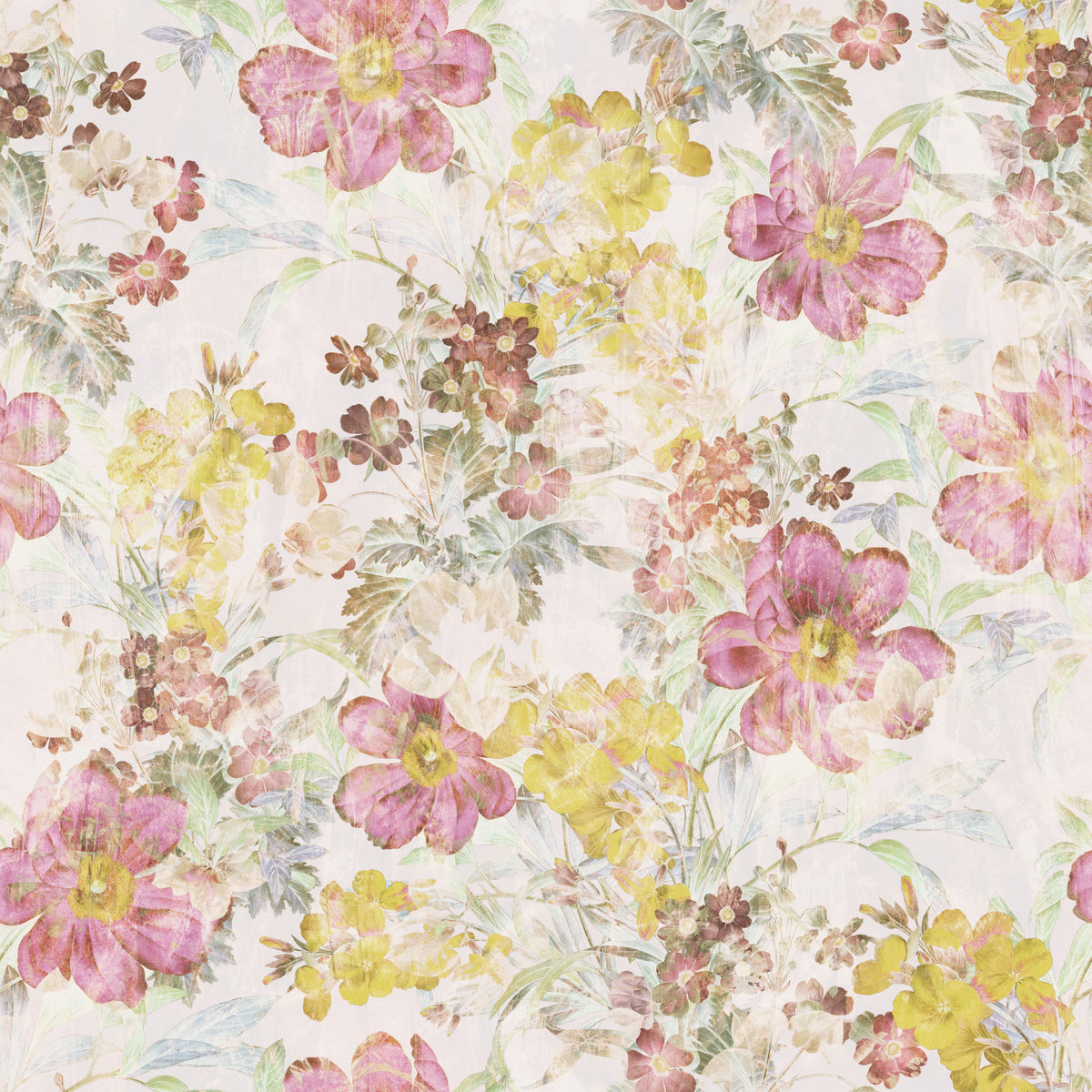 Vintage Pastel Floral Meadow Wallpaper⁠