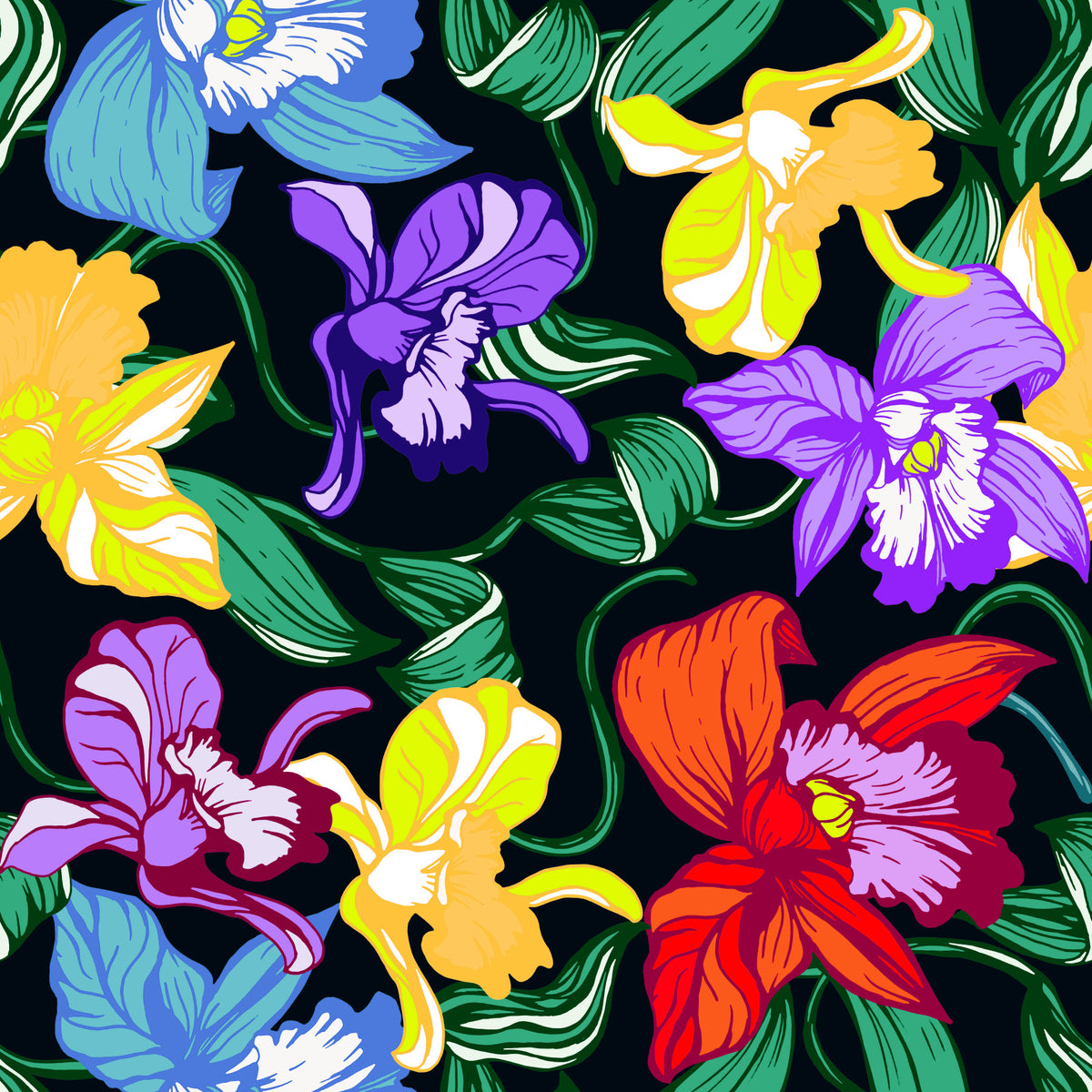 Vibrant Tropical Orchid Bloom Wallpaper⁠ in your room — zoomed