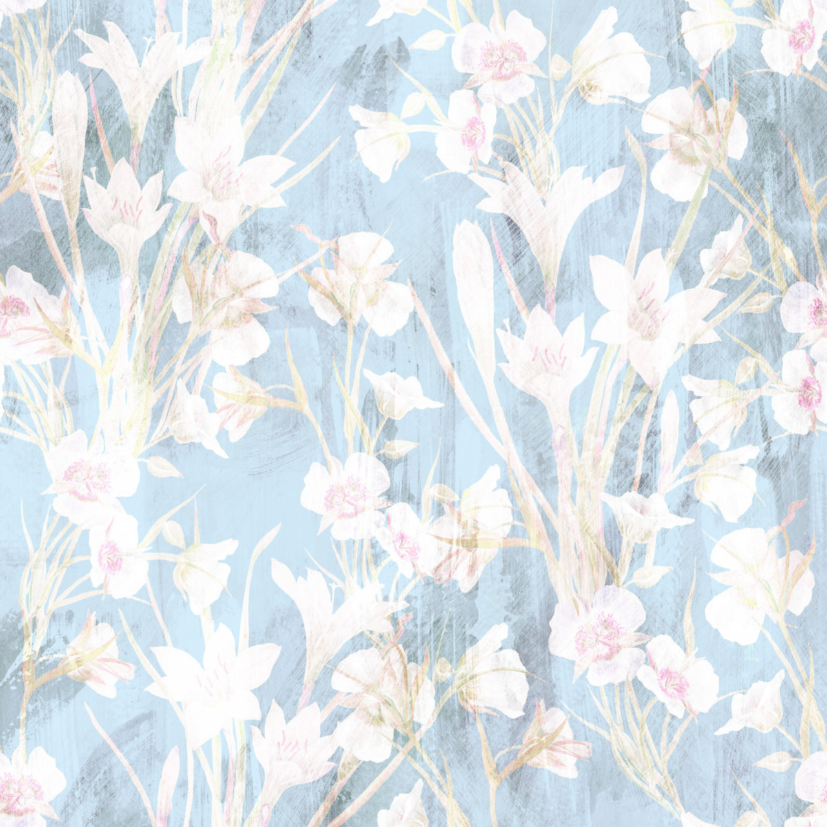 Ethereal Meadow Blue Floral Wallpaper⁠ in your room — zoomed