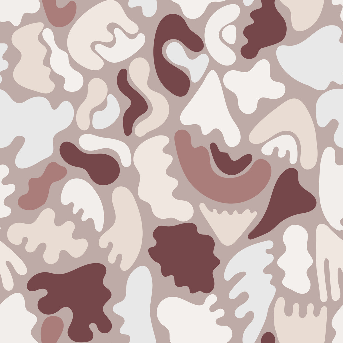 Abstract Organic Shapes in Earthy Tones Wall Mural in your room — zoomed