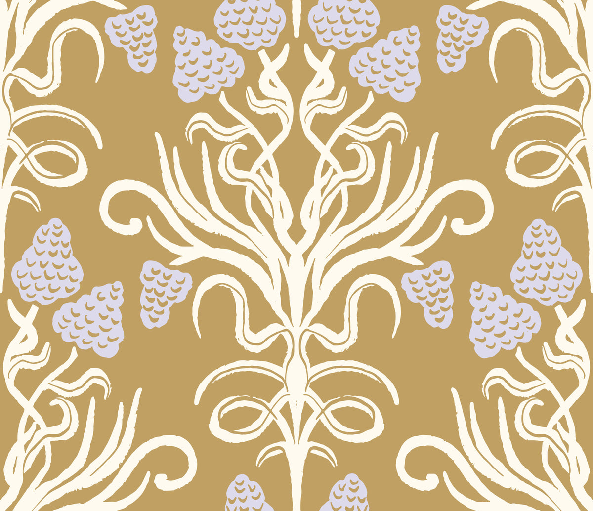 Art Nouveau Botanical Damask Wallpaper⁠ in your room — zoomed