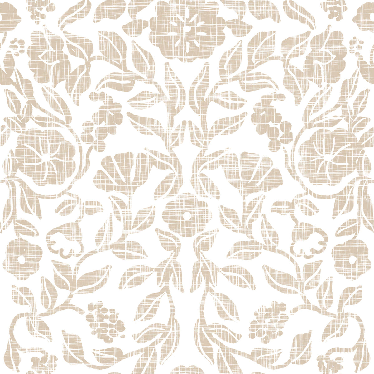 Rustic Linen Damask Motif Wallpaper⁠
