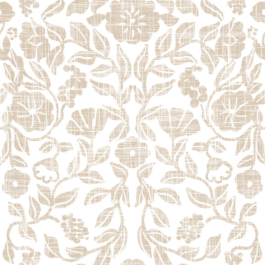 Rustic Linen Damask Motif Wallpaper⁠