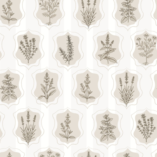Vintage Botanical Herb Garden Sketch Wallpaper⁠