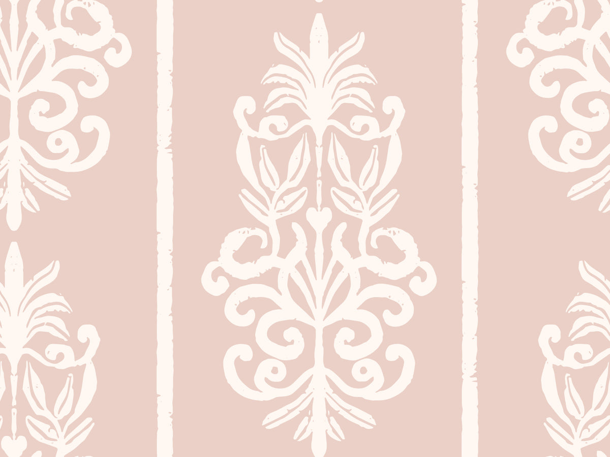 Blush Damask Striped Motif Wallpaper⁠ in your room — zoomed