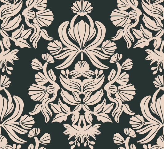Creamy Damask Flora Wallpaper⁠
