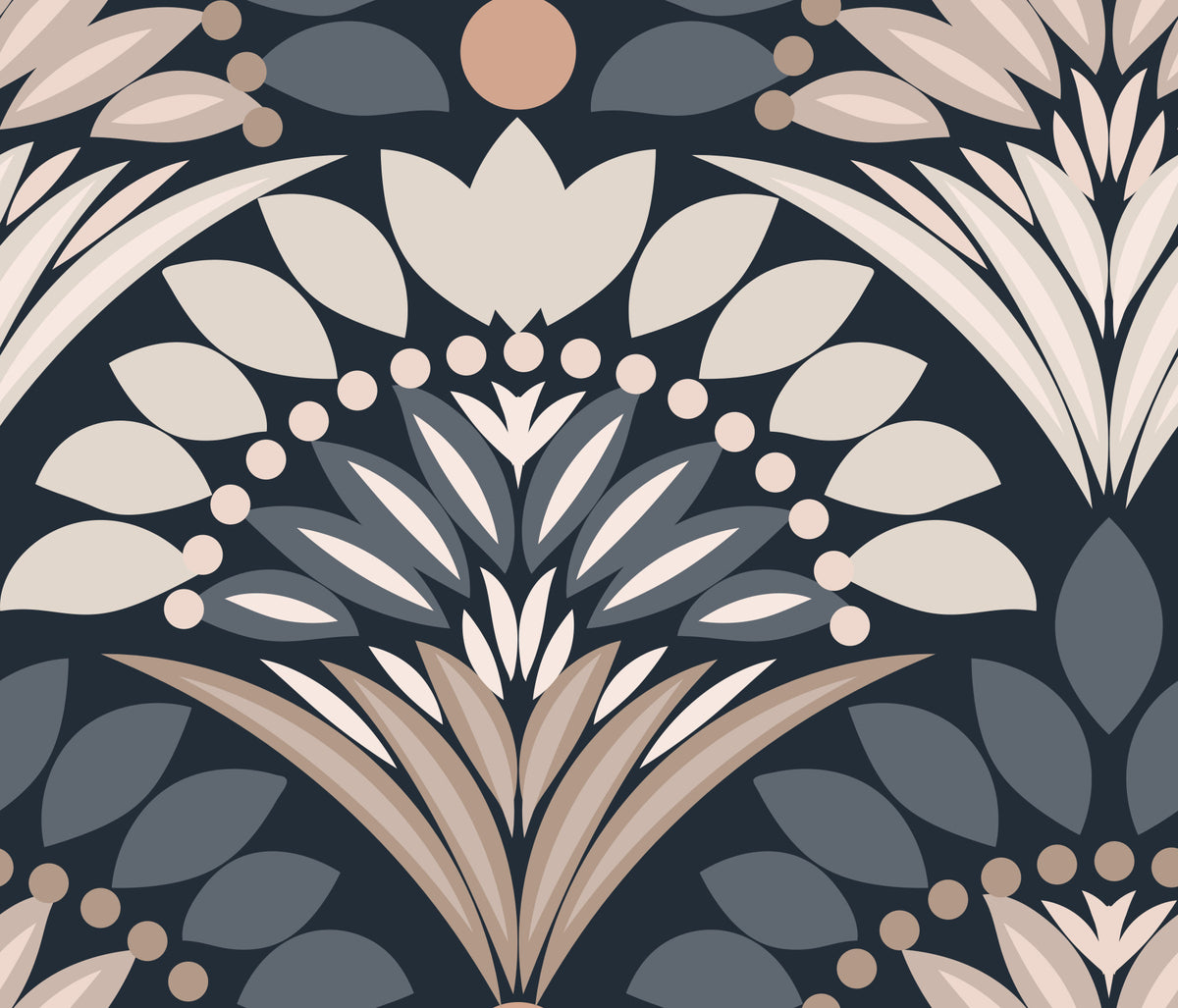 Modern Botanical Fan Arcs Wallpaper⁠ in your room — zoomed
