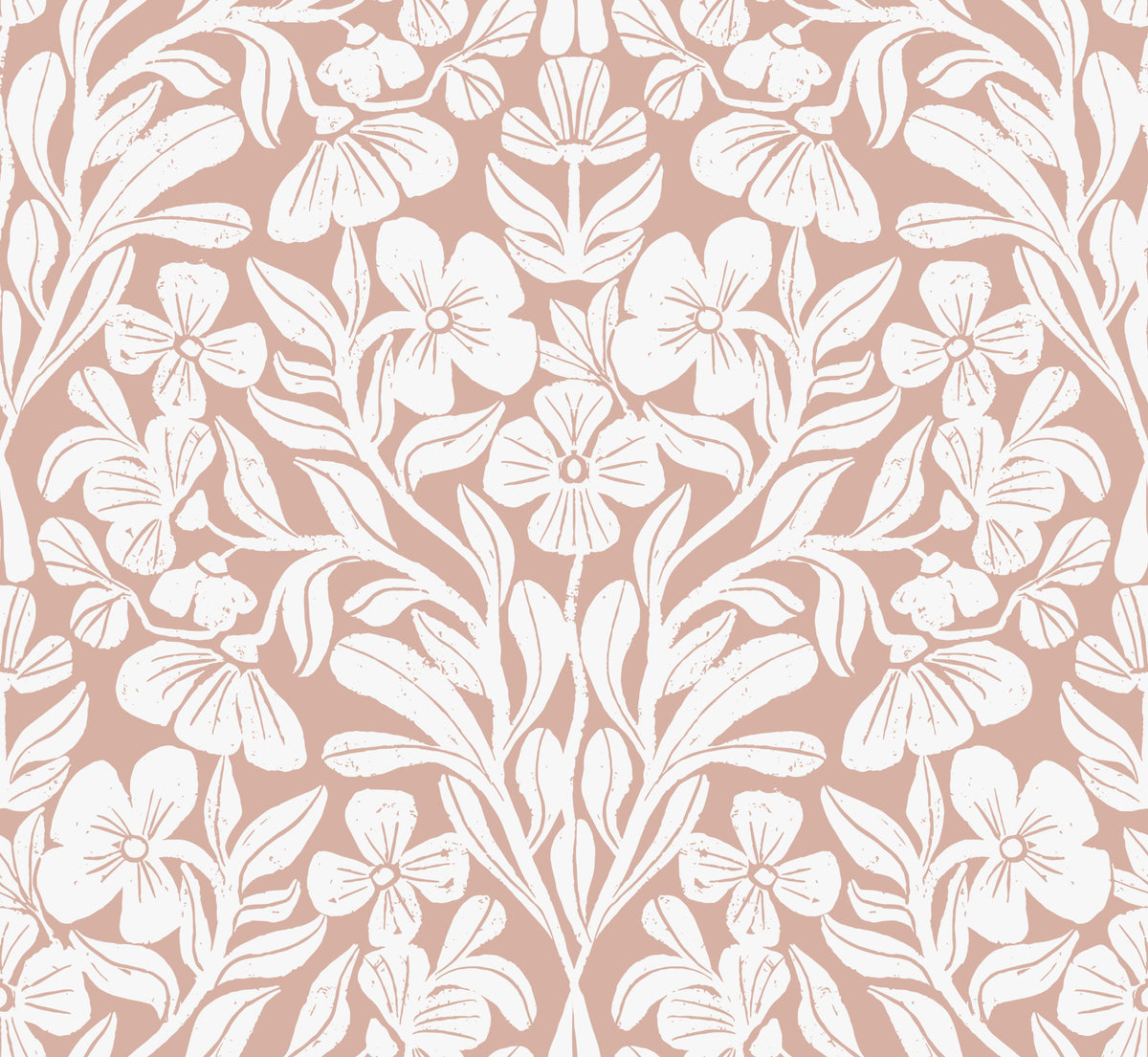 Vintage Blush Floral Damask Wallpaper⁠ in your room — zoomed