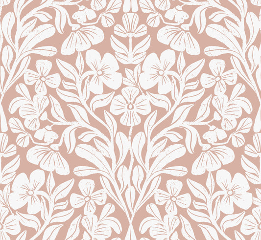 Vintage Blush Floral Damask Wallpaper⁠