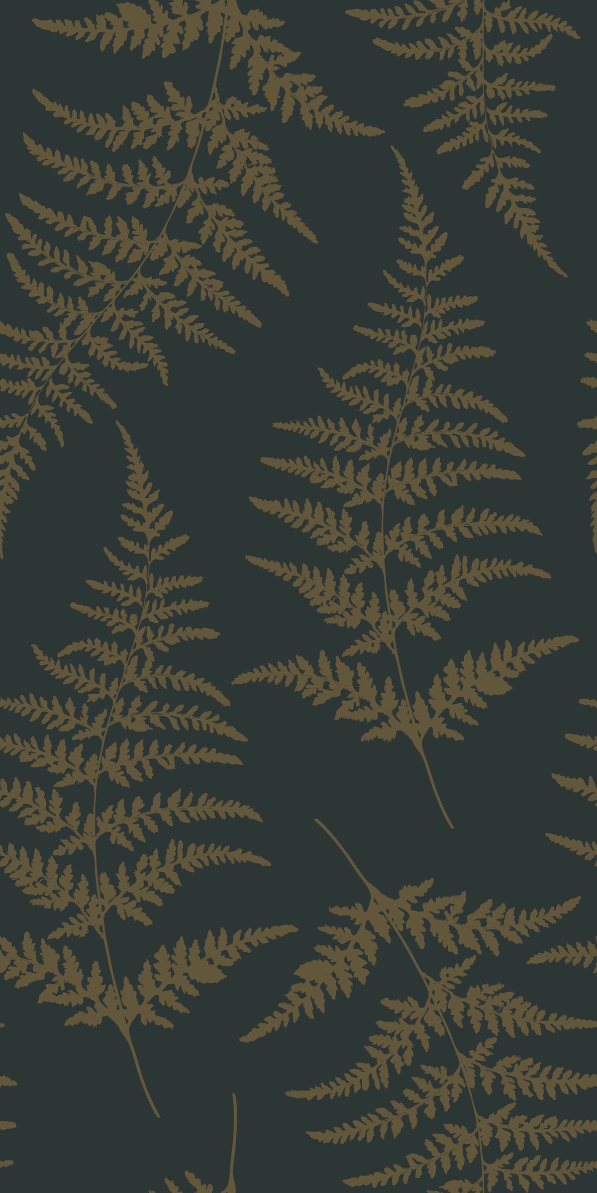Golden Fern Botanical Pattern Wallpaper⁠ in your room — zoomed