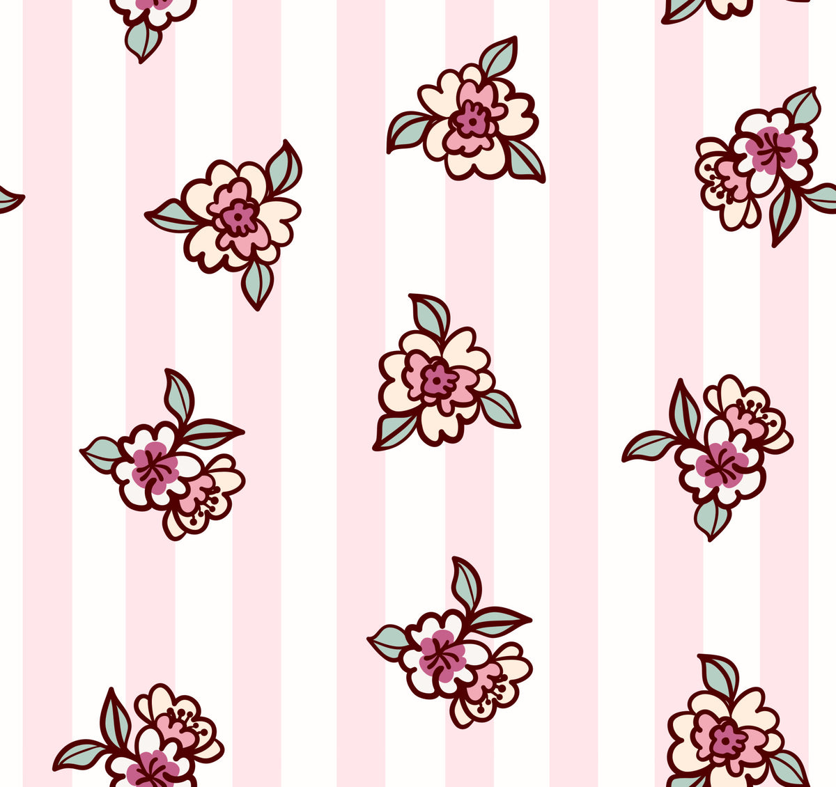 Soft Pink Blossom Stripe Wallpaper⁠ in your room — zoomed