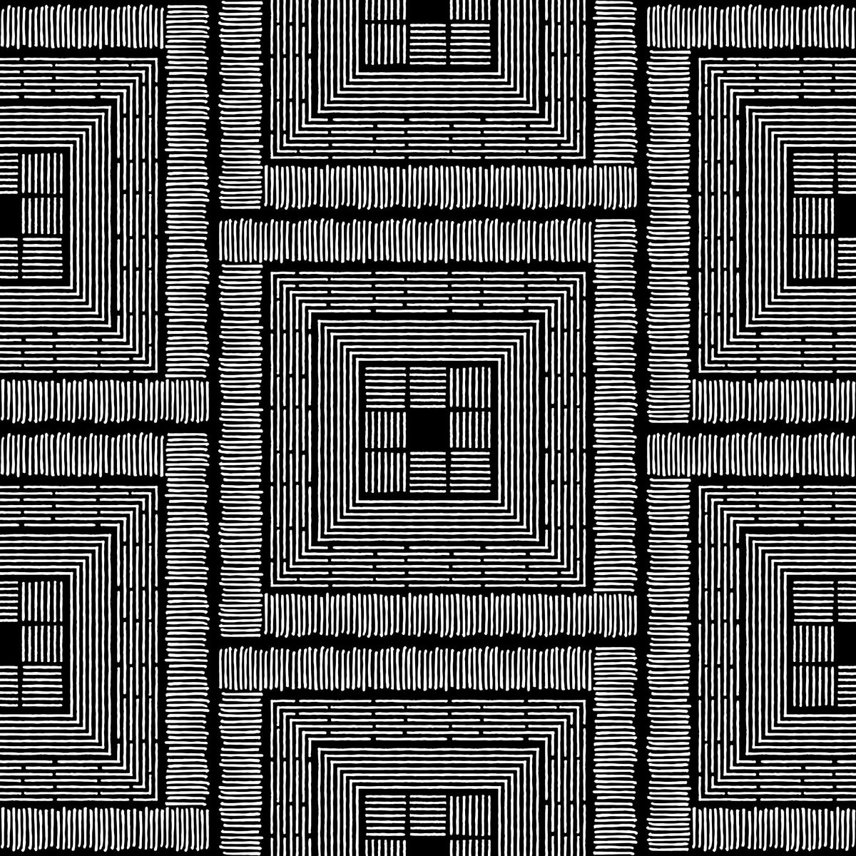 Abstract Hand-Drawn Linear Square Motif Wallpaper⁠