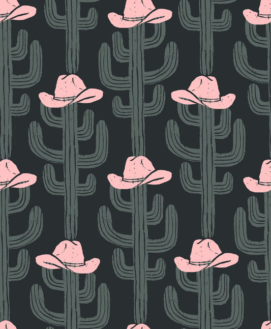 Western Cactus and Cowboy Hat Wallpaper⁠