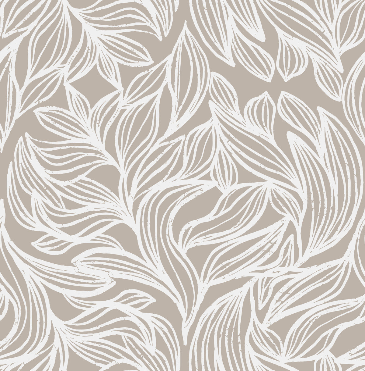 Serene Linear Foliage in Taupe Wallpaper⁠