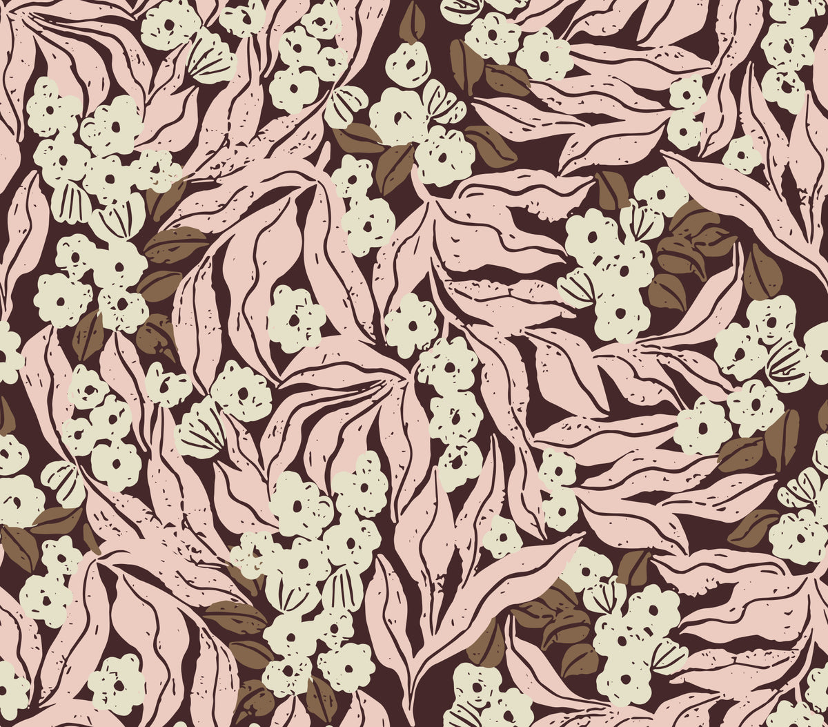 Soft Pink Garden Foliage Wallpaper⁠