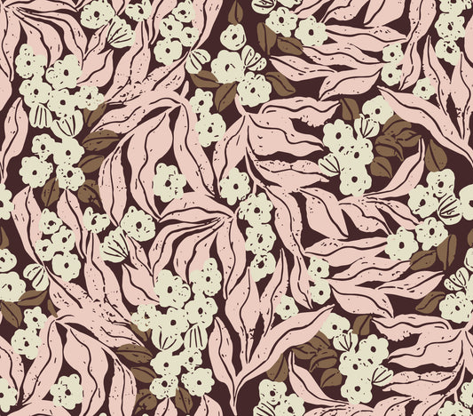 Soft Pink Garden Foliage Wallpaper⁠